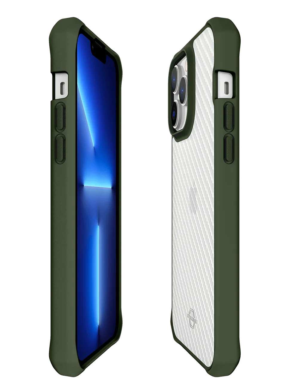 Itskins Hybrid Tek iPhone 14 Pro Case - Olive Green And Transparent - Tashqila Itskins Hybrid Tek iPhone 14 Pro Case - Olive Green And Transparent - Tashqila